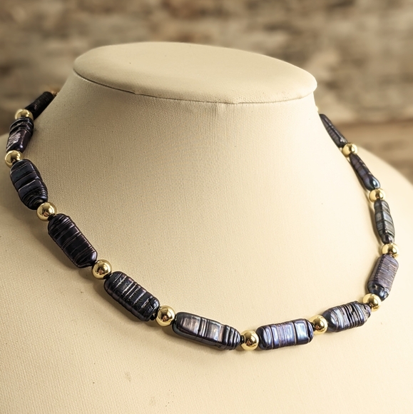 Natural Blue Keshi Pearls Sticks Necklace - Picture 4 of 10